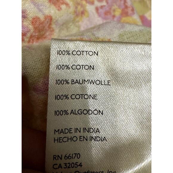 Free People Smocked Crop Top Off Shoulder Floral Button Front Multicolor W S NWT - Picture 11 of 11